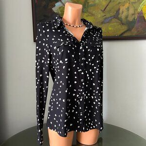 BCBG Maxazria NWT Sweetheart Print Collared Blouse